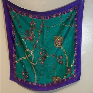 VintageVibrant Purple and Green Scarf